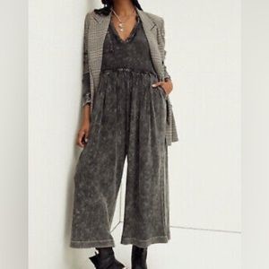 FREE PEOPLE | Do Not Disturb Romper Jumpsuit Thermal  Black Gray Distressed M